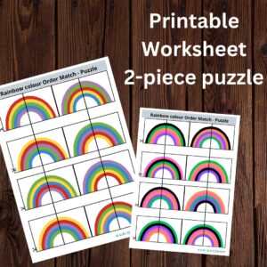 Rainbow 2 piece puzzle printable worksheet