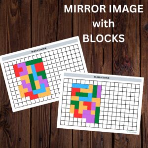 Mirror image with blocks printable worksheet
