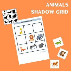 Animal Shadow Grid printable worksheet