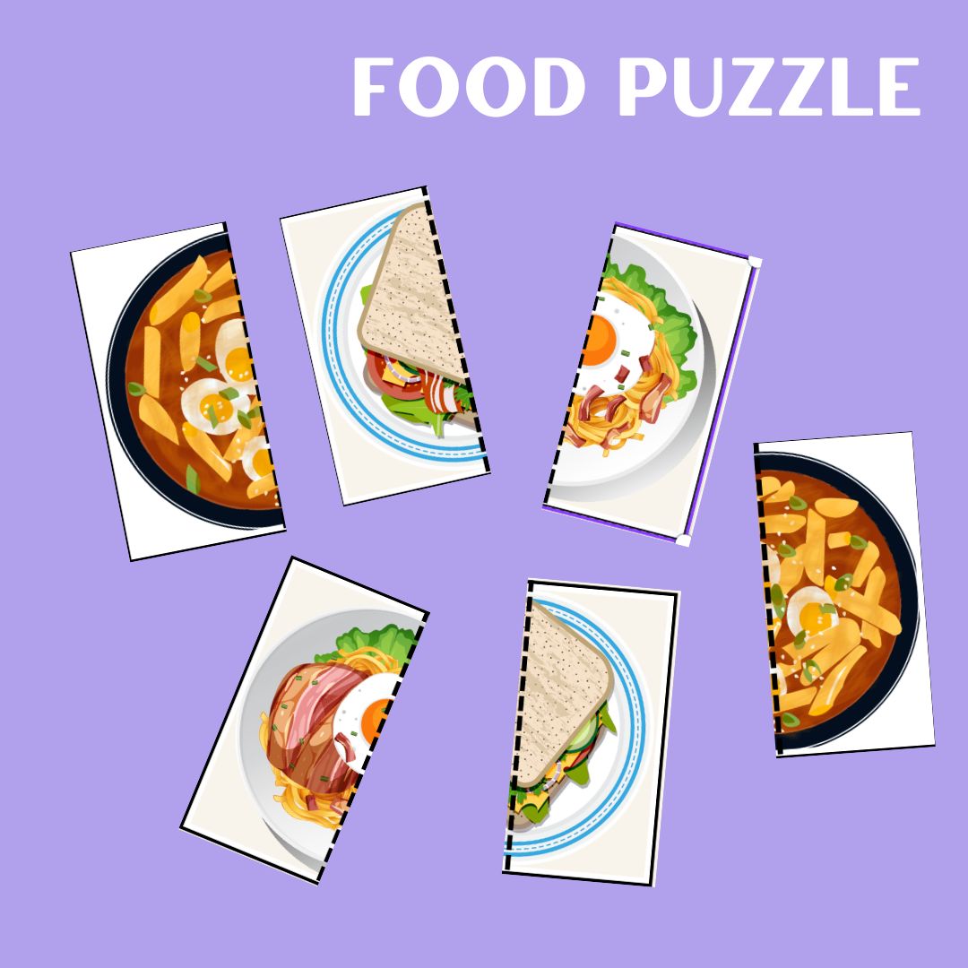 Food plate puzzle printable worksheet