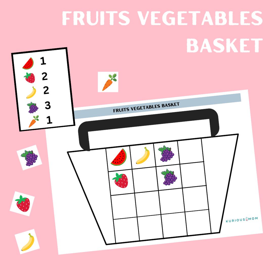 Fruits vegetables basket Activity worksheet