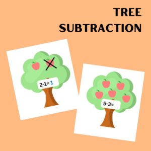 Tree Subtraction printable worksheet