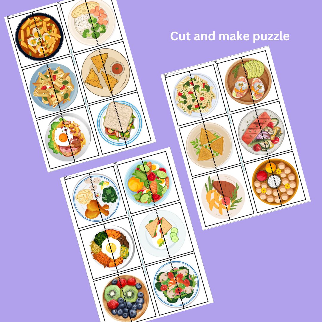 Food plate puzzle printable worksheet - Image 3