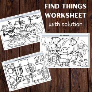 Find things printable worksheet