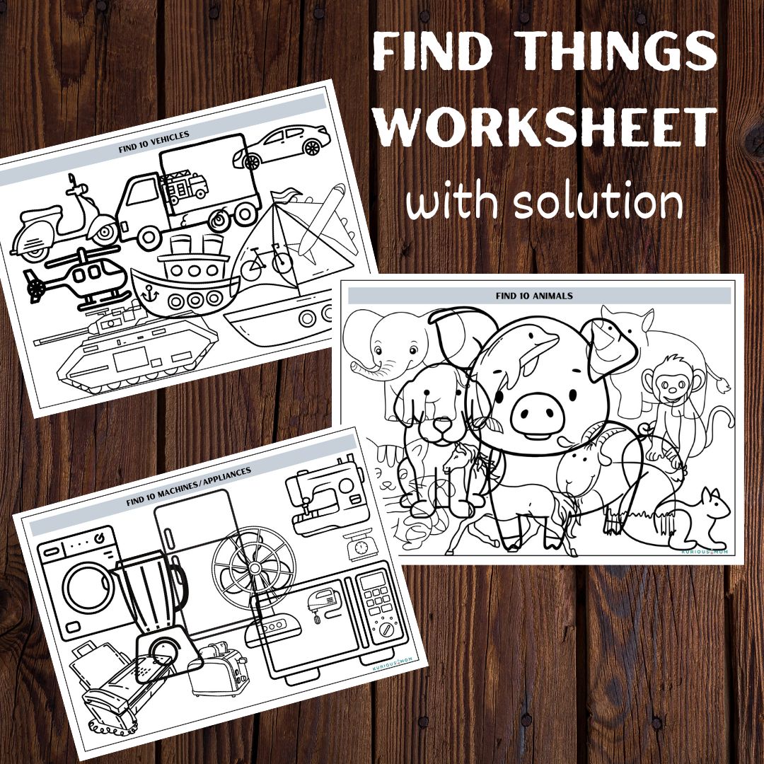 Find things printable worksheet