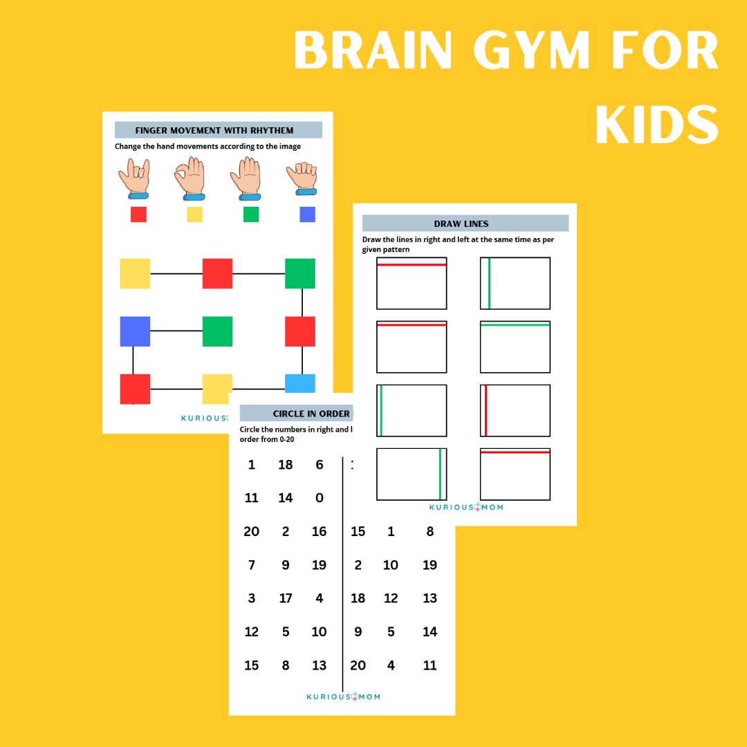 Brain gym for kids printable worksheet