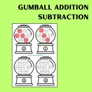 Gumball Addition & Subtraction printable worksheet