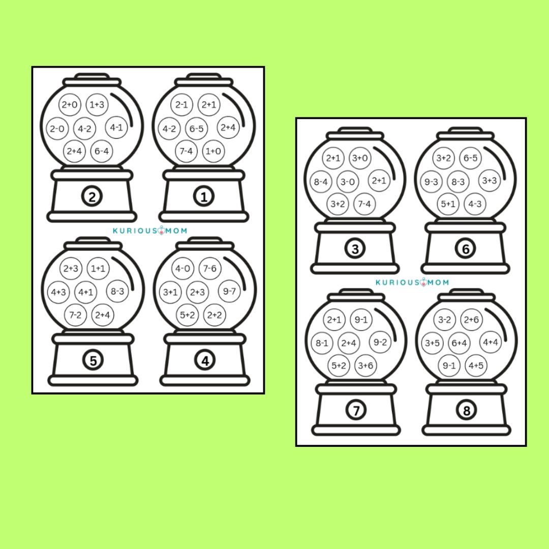 Gumball Addition & Subtraction printable worksheet - Image 2