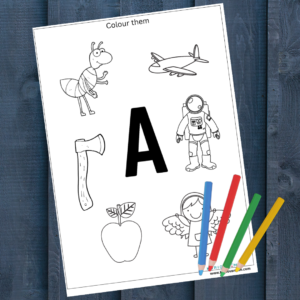 Alphabet object colour downloadable printable worksheet