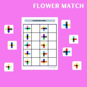 Flower match printable worksheet