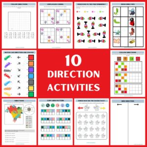 Direction Worksheets for Kids (10 Activities Bundle)