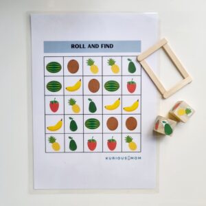 Roll and find the fruits pair activity KMACT025