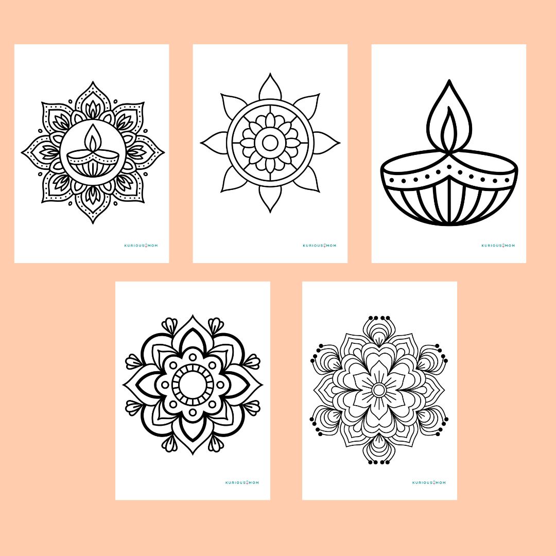 Rangoli Coloring Worksheet for Kids - Image 3