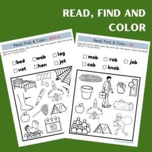 Read, Find and Color printable worksheet