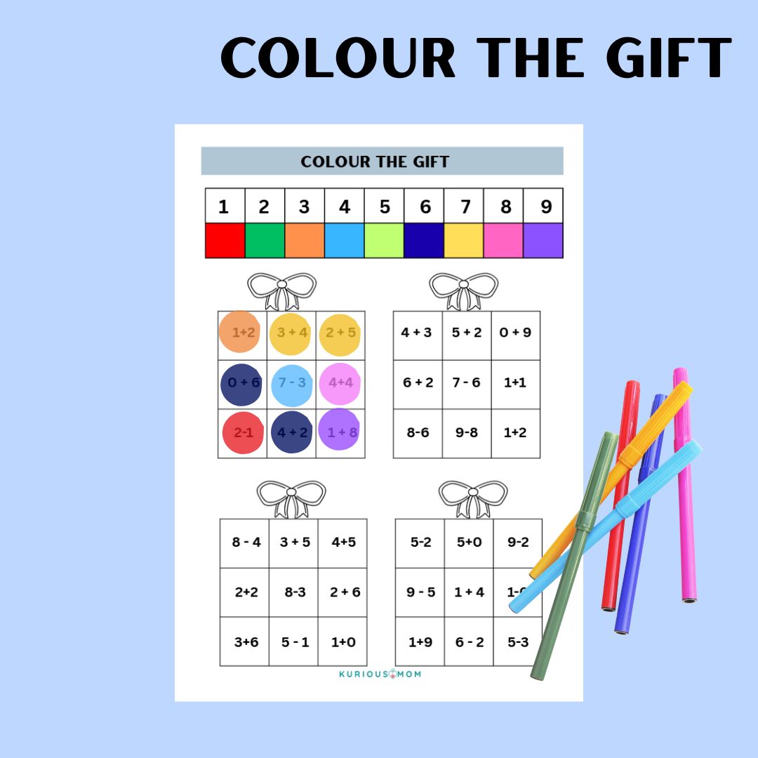 Colour the Gift printable worksheet