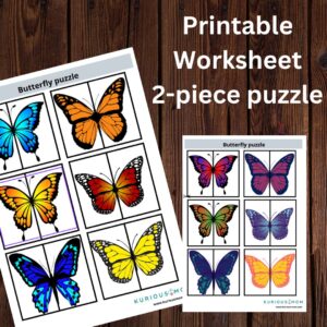 Butterfly 2 piece puzzle printable worksheet