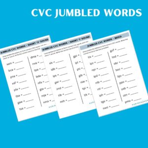 CVC jumbled words printable worksheet
