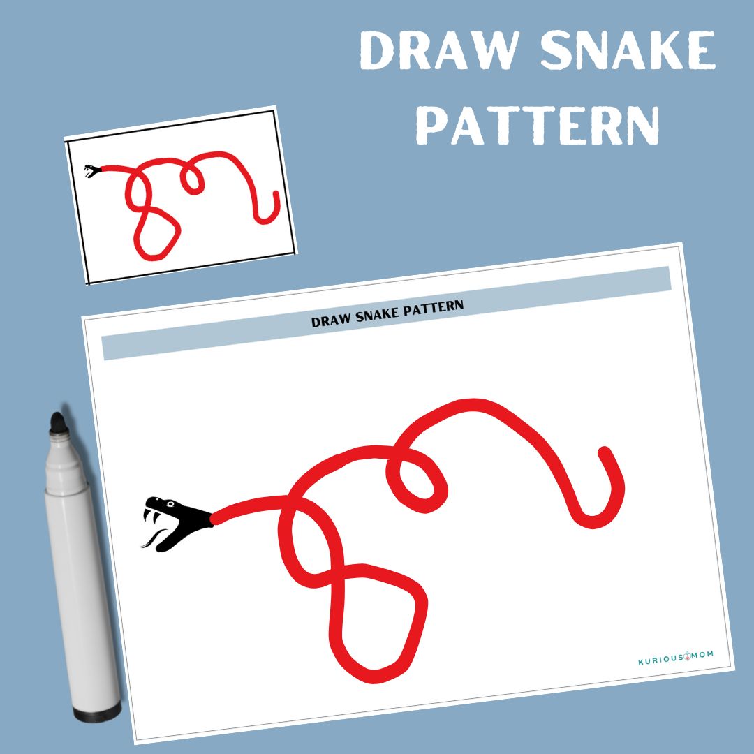 Draw snake pattern printable worksheet