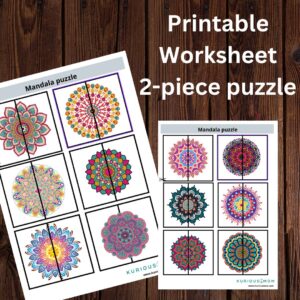 Mandala 2 piece puzzle printable worksheet