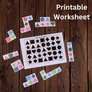 Shapes shadow match puzzle printable worksheet