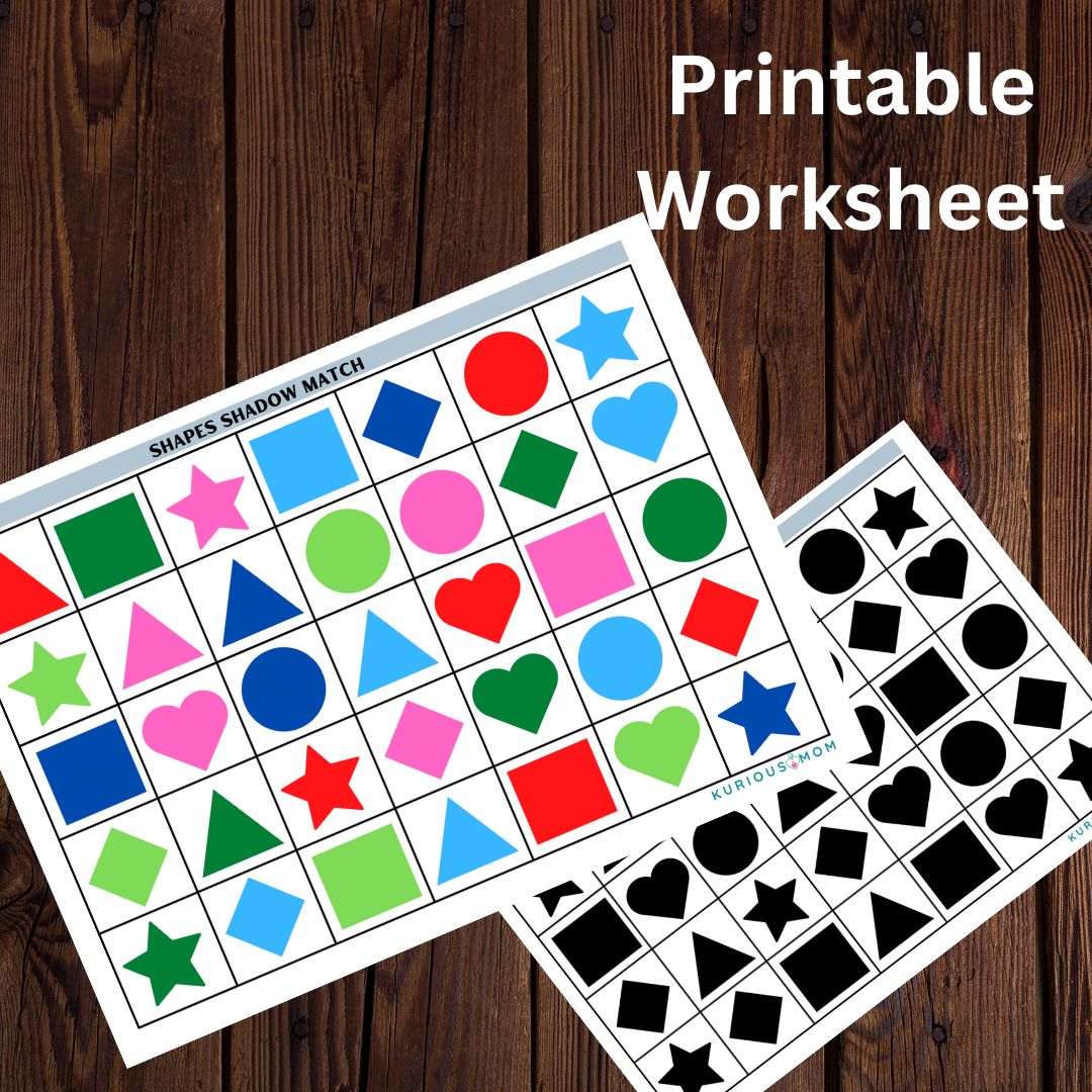 Shapes shadow match puzzle printable worksheet - Image 2