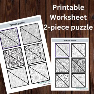 Pattern 2 piece puzzle printable worksheet