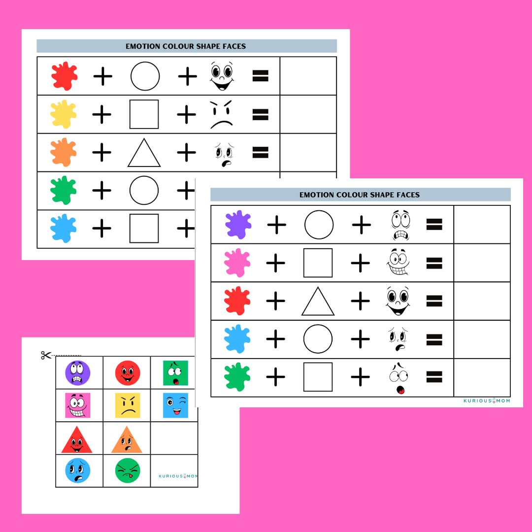 Emotion Color Shape Faces printable worksheet - Image 3
