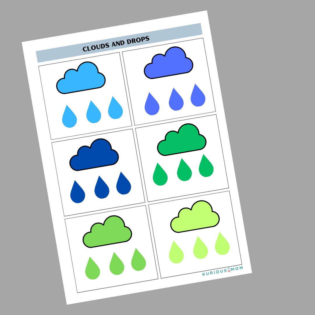 Cloud and Drops Color Match printable worksheet - Image 2