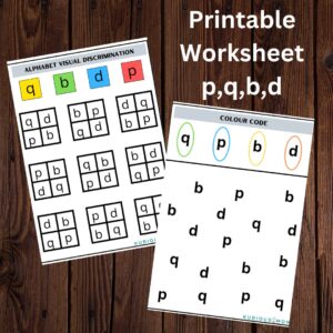Confusing letters p,q,b,d printable worksheet