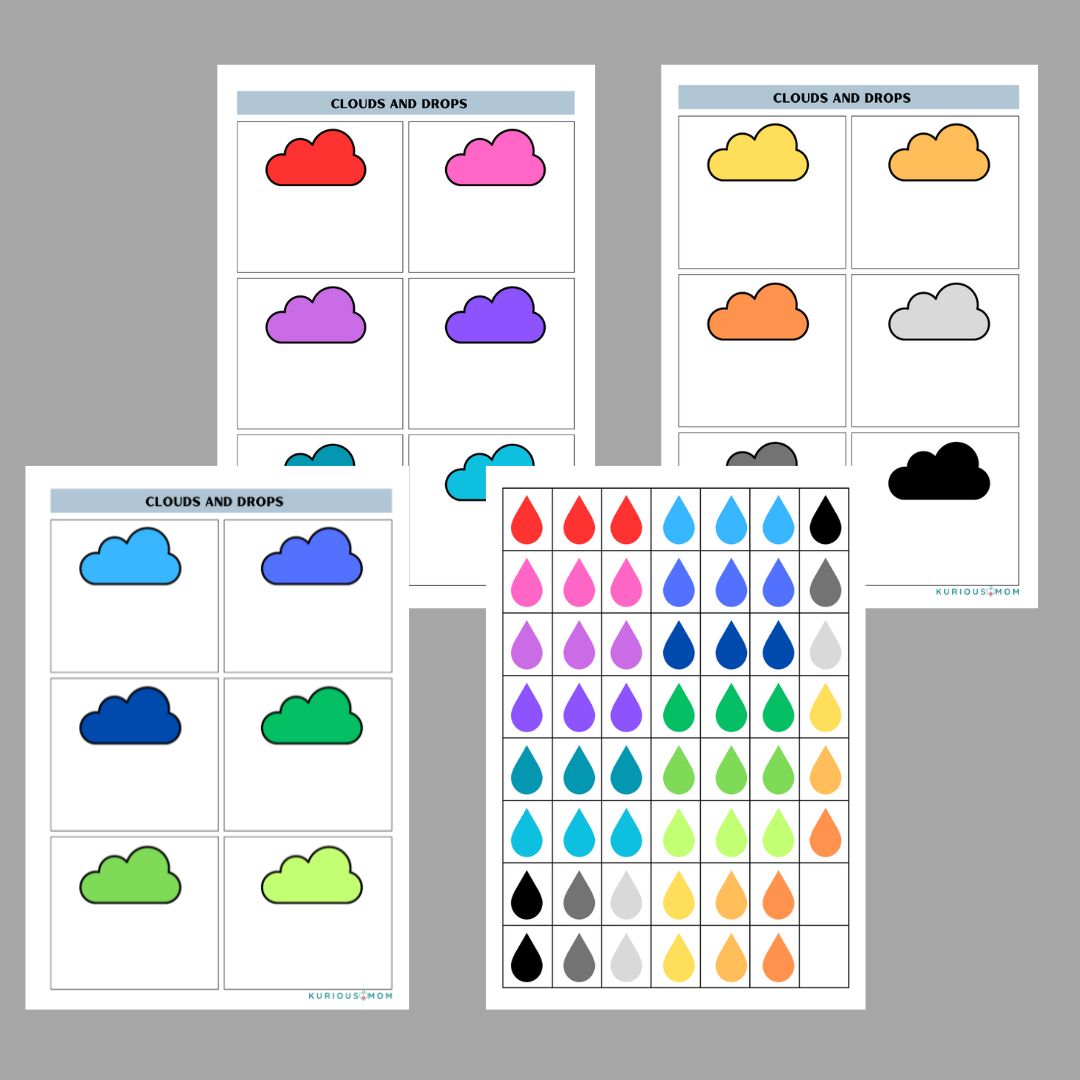Cloud and Drops Color Match printable worksheet - Image 3