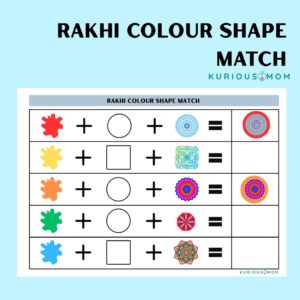 Rakhi colour shape match Printable worksheet